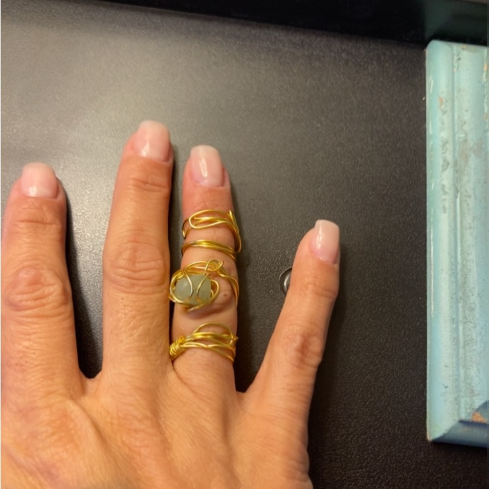 Handcrafted Adjustable Ring With Gold Wrapped In … - image 2